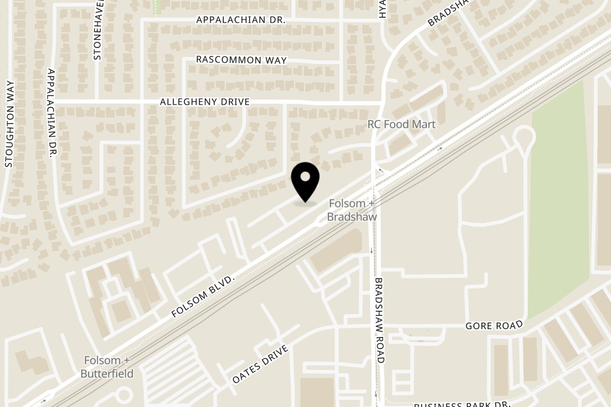 Map showing the location of New York Pizza Folsom Blvd on 9663 Folsom Blvd Suite A in Sacramento